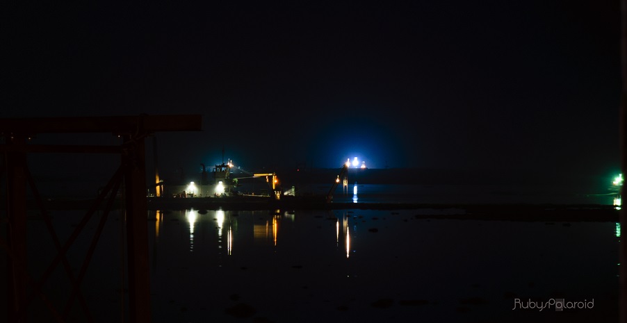 Dredging at night by rubys polaroid